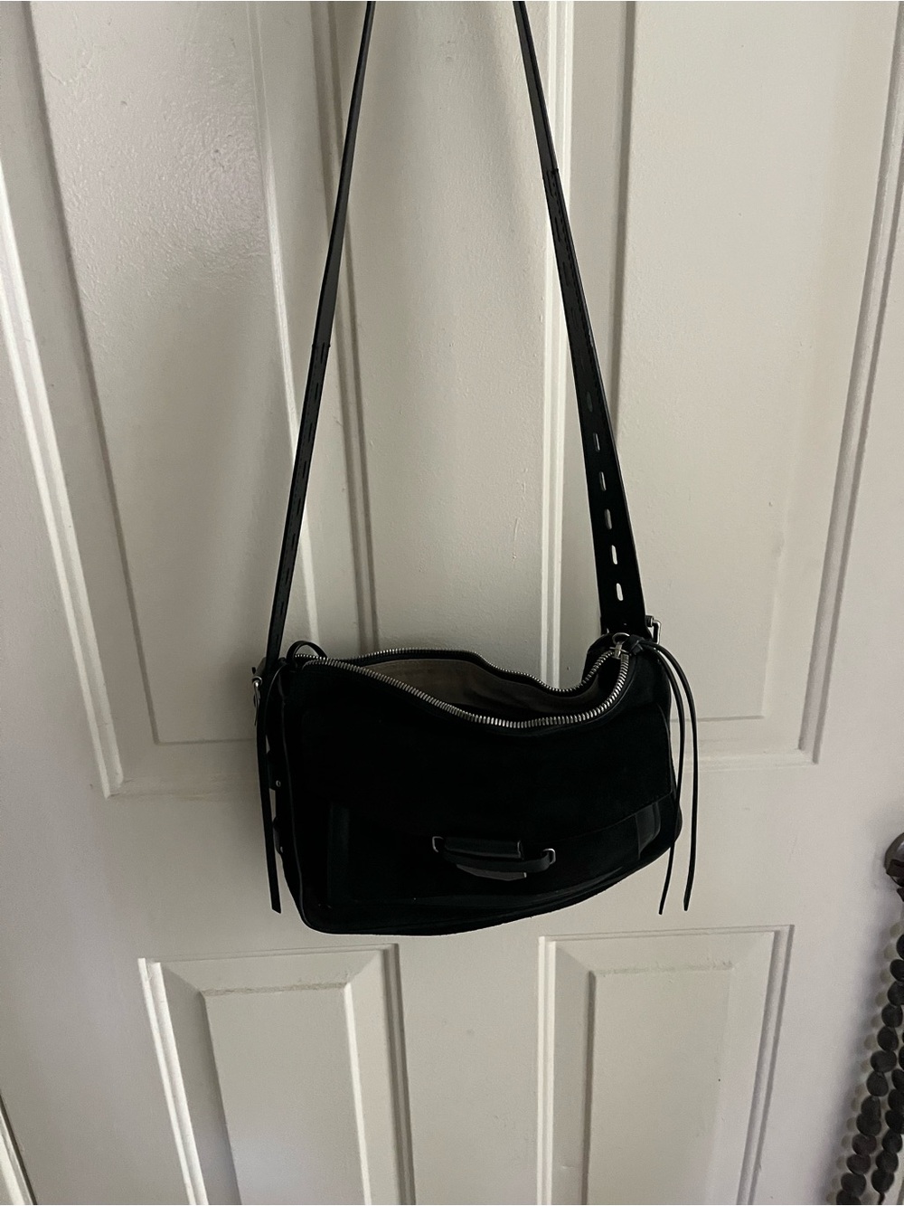 rag & bone Black Suede Crossbody Bag with Adjustable Strap